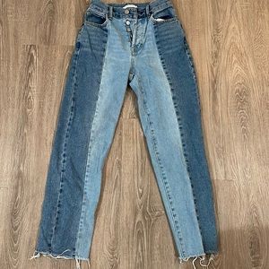 High Rise Straight two-toned jeans